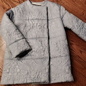 Baby Blue Quilted Coat - TOPSHOP size 4